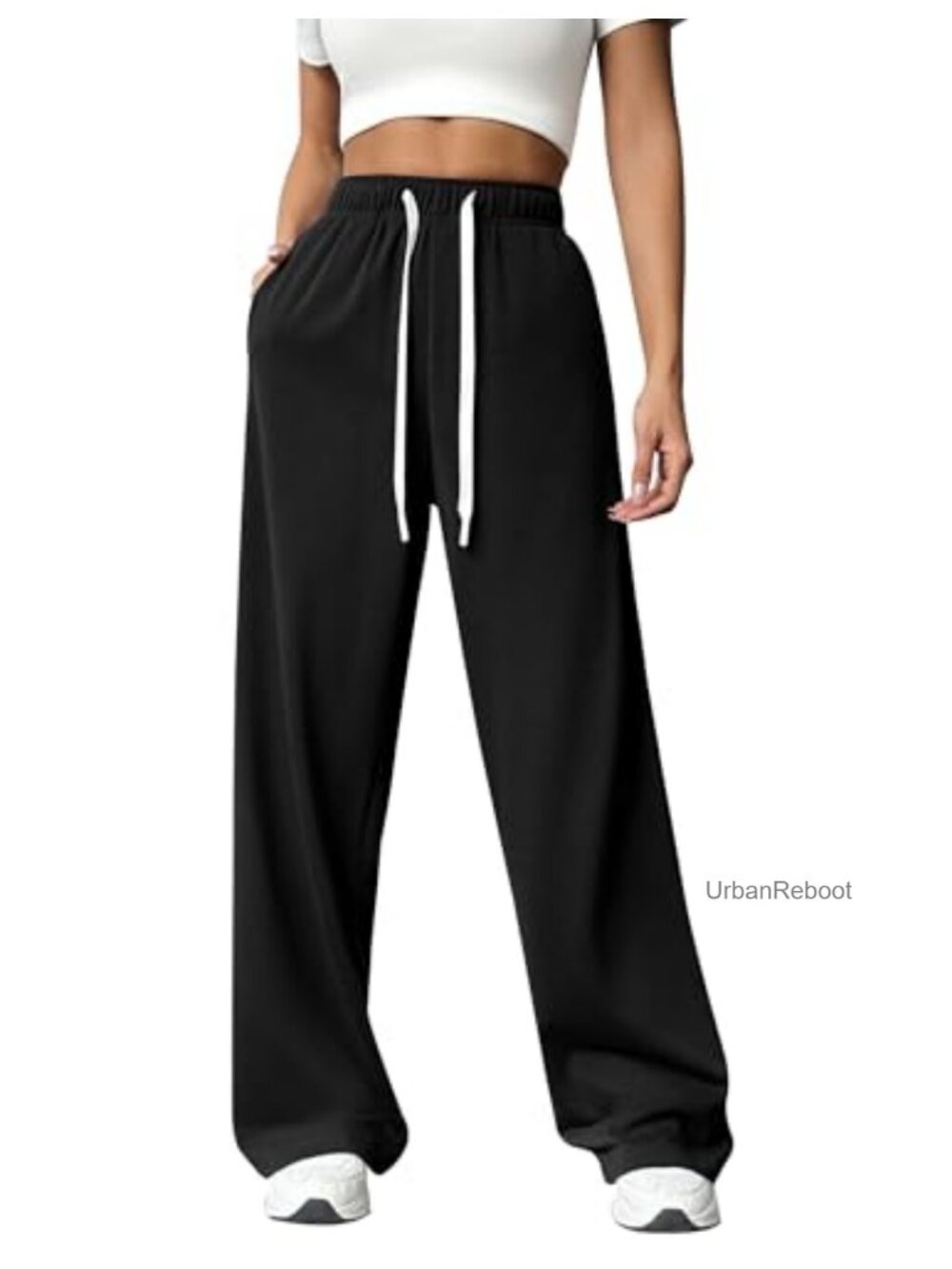 Wide Leg Sweatpants High Waisted Baggy Drawstring Workout Pants with Pockets